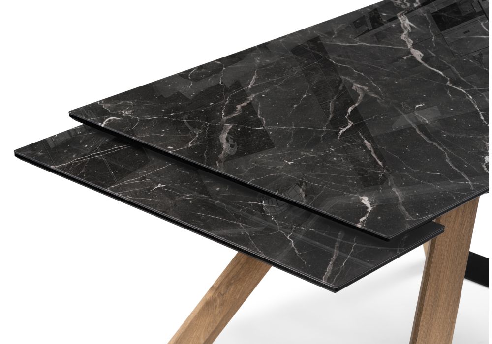 Стеклянный стол Гарднер 140х80х76 черный / дуб монтана