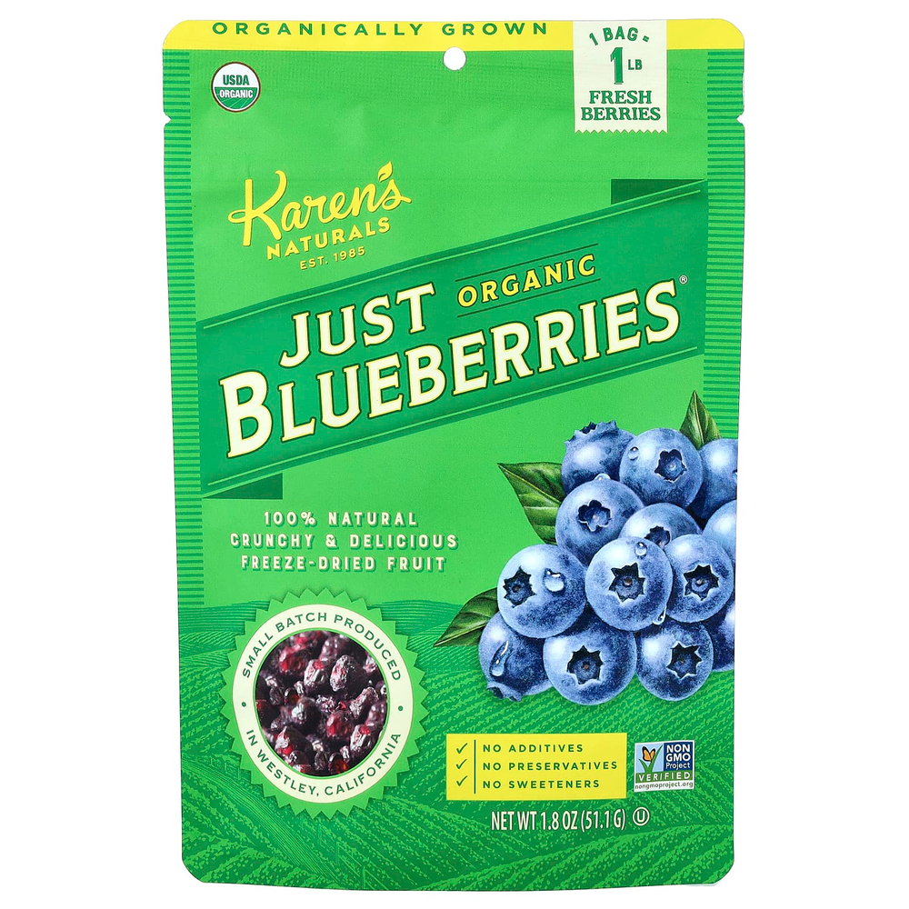Karen's Naturals, Organic Just Blueberries®, 51,1 г (1,8 унции)