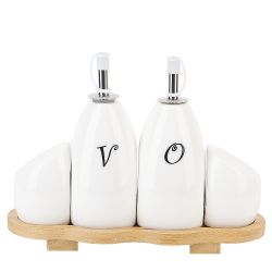 Специи, набор 2пр+бутылки для масла и уксуса на бамбуковой подставке "Naturel" 21,5*8,5*17см.