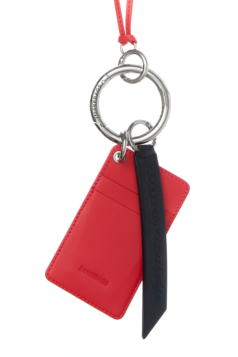 Подвеска - картхолдер с карабином RED