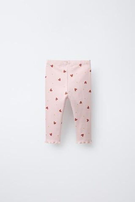 ZARA ЛЕГИНСЫ С ПРИНТОМ, РОЗОВЫЙ