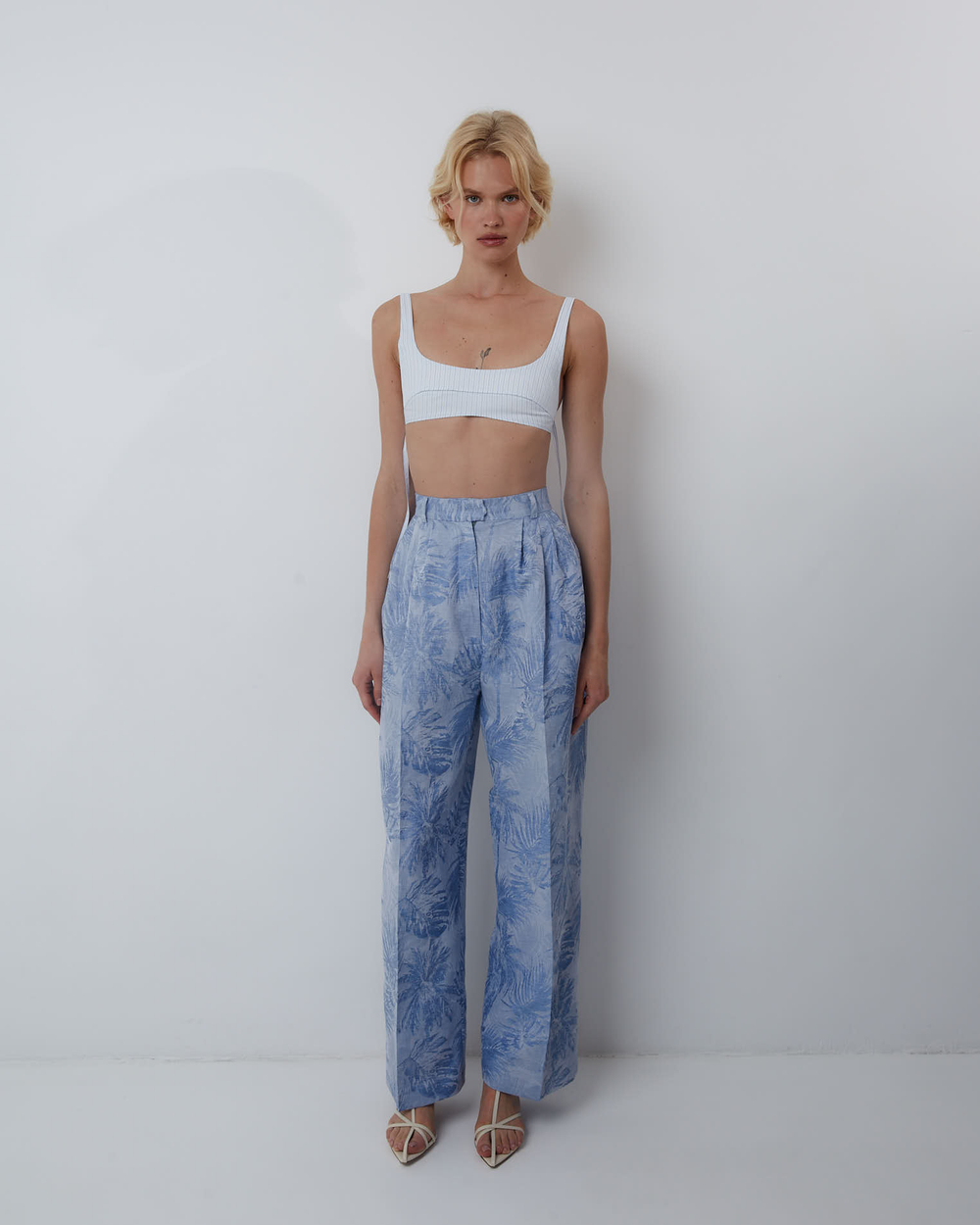 Брюки из смесового льна Брунелло Кучинелли голубой