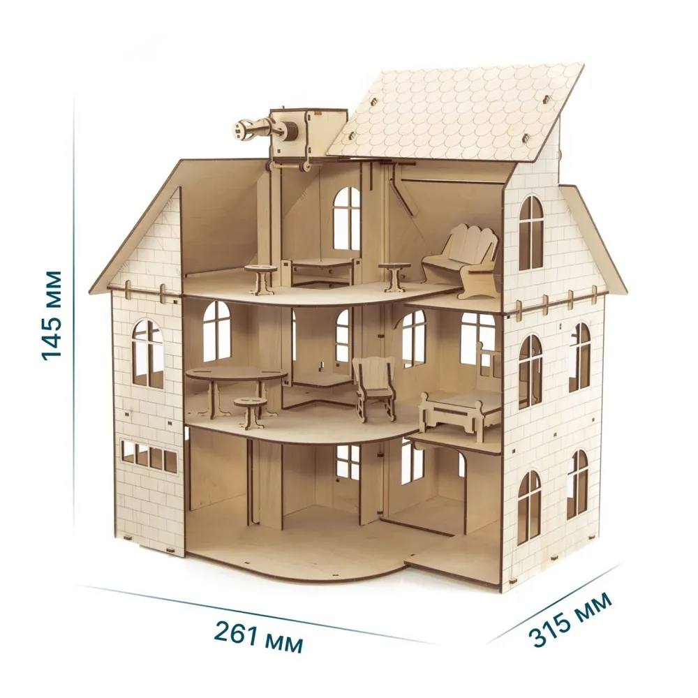 Кукольный дом с лифтом от EWA - Купить, недорого, ANANAZA деревянный конструктор, 3D пазл, сборная модель