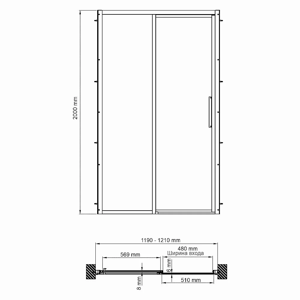 Душевая дверь WasserKRAFT Lopau 32S05L 120 стекло прозрачное/профиль серебро