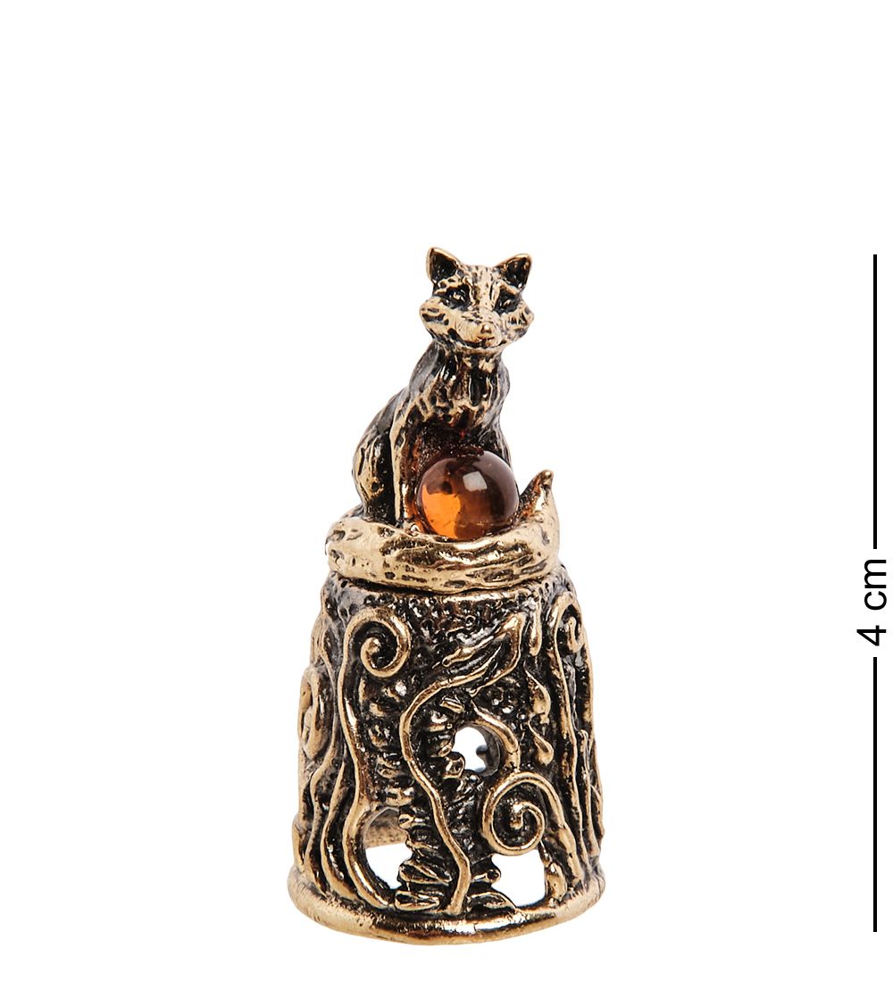 AM-2992 Наперсток «Лисичка» (латунь, янтарь)