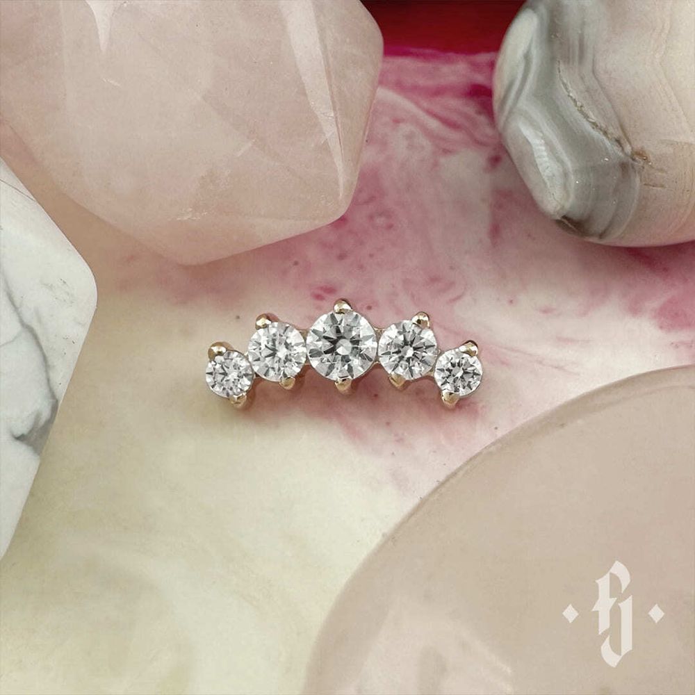 Кластер &quot;Prium 5 Stones&quot; - Розовое золото - White CZ