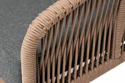 "Канны" лаунж-зона 4-местная из роупа со столом "Верона" (серый гранит), каркас алюминиевый коричневый, роуп коричневый