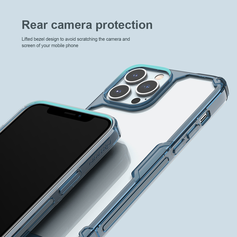 Противоударный чехол с мягкими синими рамками от Nillkin для iPhone 14 Pro Max, серия Nature TPU Pro