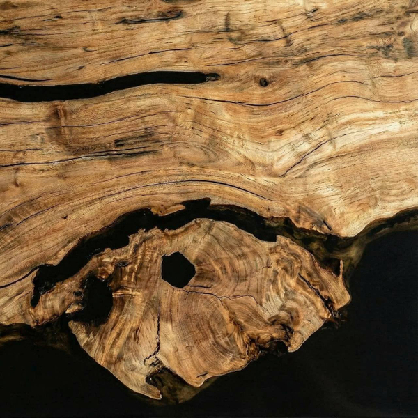 Обеденный стол из Бука с матово-черной заливкой с одной стороны