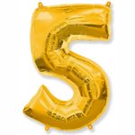 Шар фольгированный Цифра 5 81 см (Золотой)