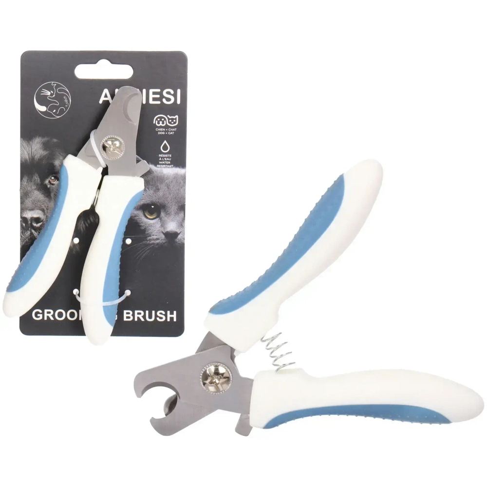 Когтерез для животных «ЛАПУСИКИ», коллекция БРО, прорезиненная ручка, цвет белый/голубой, 5.5*15.5см (блистер)