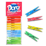Прищепки 12шт Dorа, пластмаcса длина 74 мм