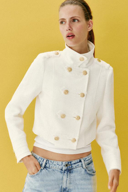 ZARA ДВУБОРТНЫЙ ЖАКЕТ С ЗОЛОТЫМИ ПУГОВИЦАМИ, ЭКРЮ