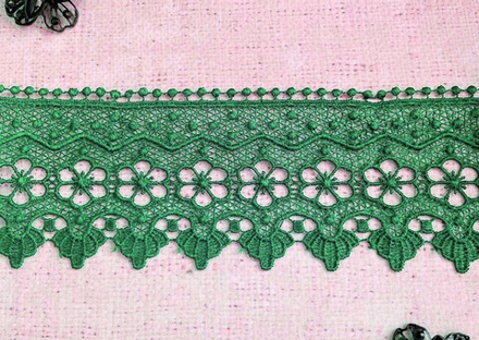 Кружево плетеное, ш. 7,8 см, зелёный