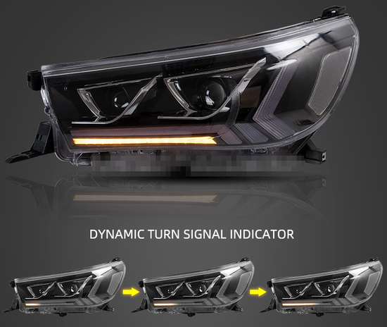 Передние фары Тойота Хайлюкс 2015-2019 V3 type [Комплект Л+П; ДХО; FULL LED; Бегущий поворотник]