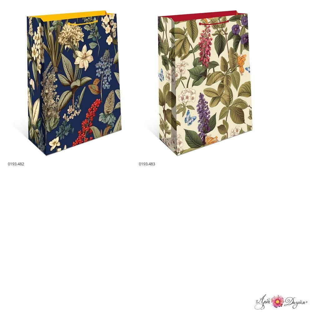 Пакет подар. бумажн. 26*32*12 см, 130гр/м2 Цветы