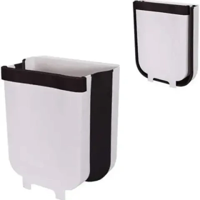 Корзина для мусора подвесная складная 25х17х29 черно-белая