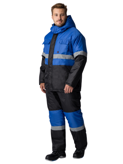 Костюм зимний "Мегрес-2" СОП полукомбинезон (василек/черный)