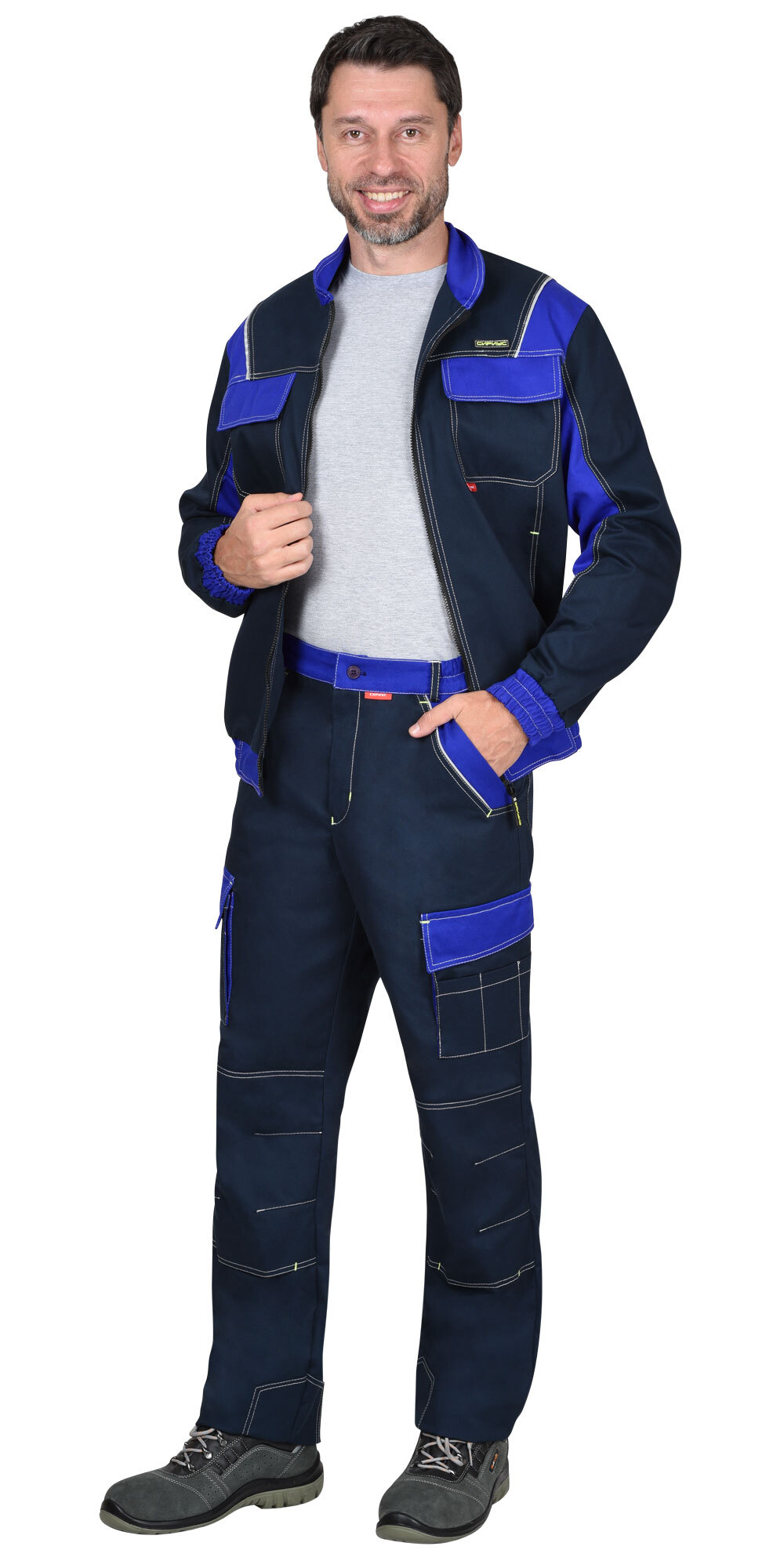 Костюм "КАРАТ-РОСС" куртка, брюки темно-синий с васильковым