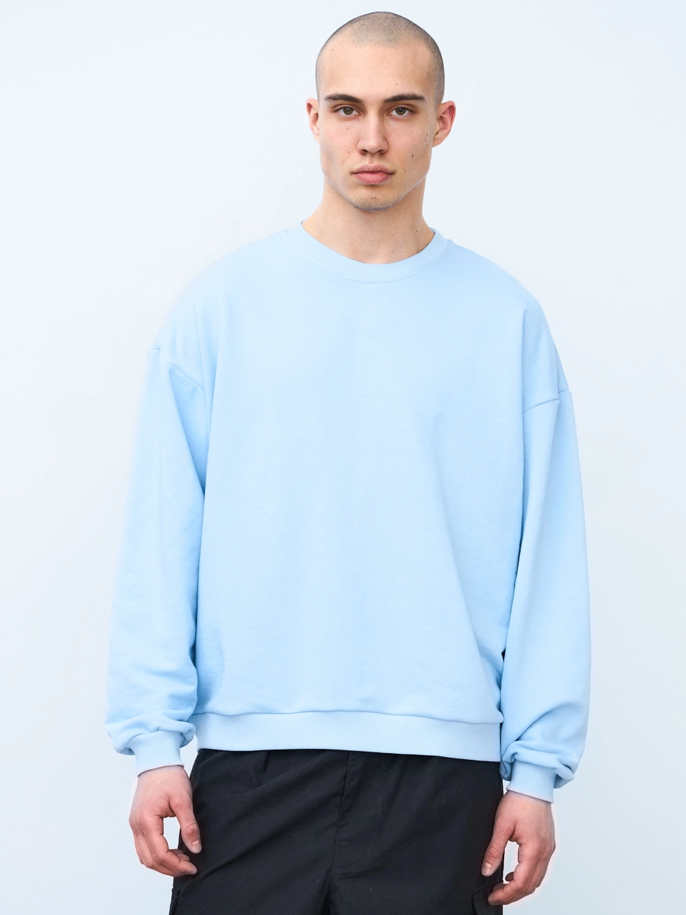 Свитшот оверсайз, без начеса (голубой)
