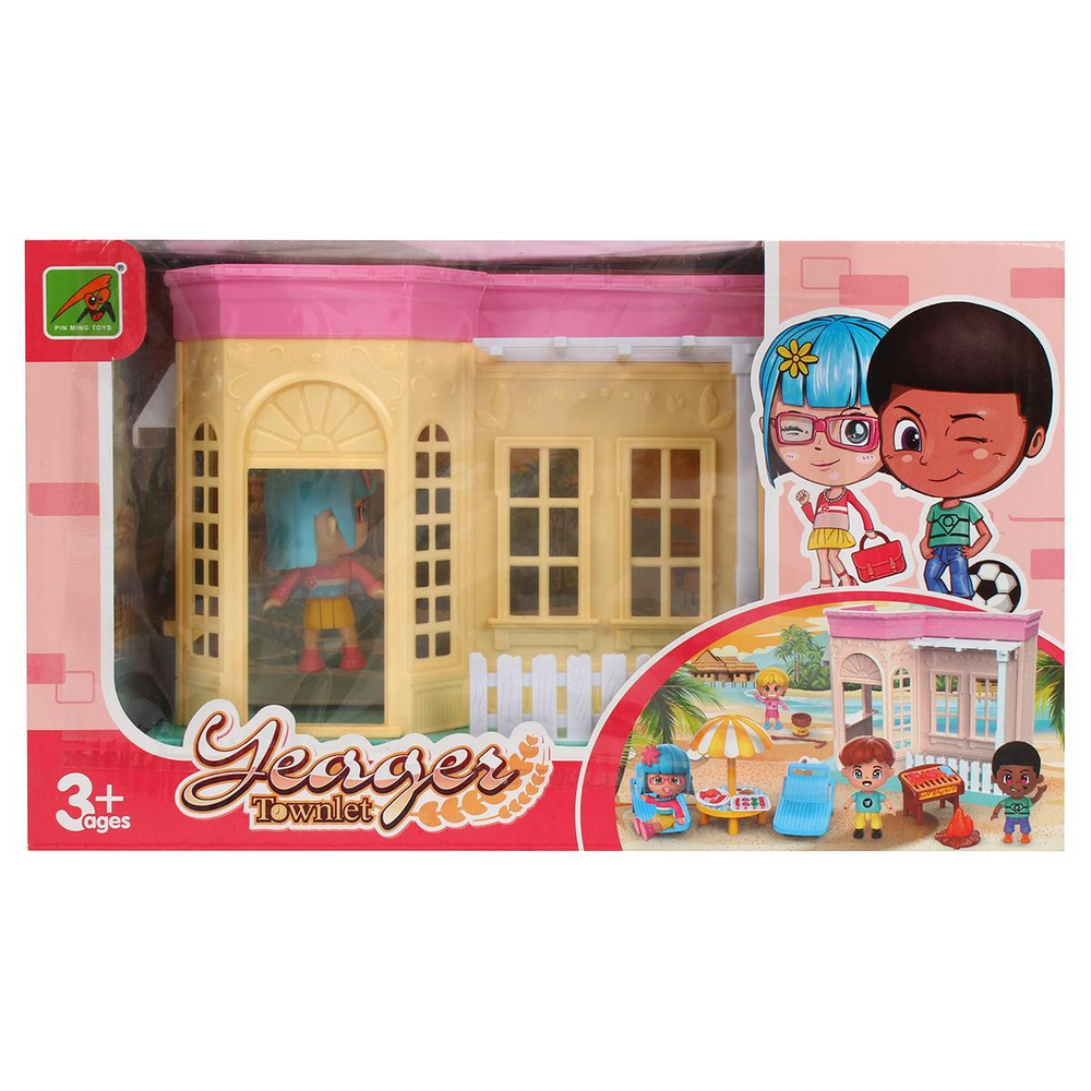 Игрушечный дом для куклы с мебелью и фигурками коробка 6617-1A