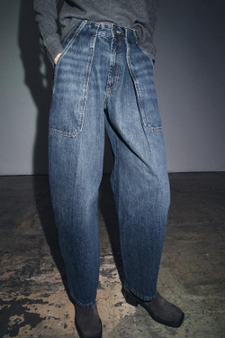 ZARA ДЖИНСЫ-БАЛЛОНЫ — ZW COLLECTION, СИНИЙ