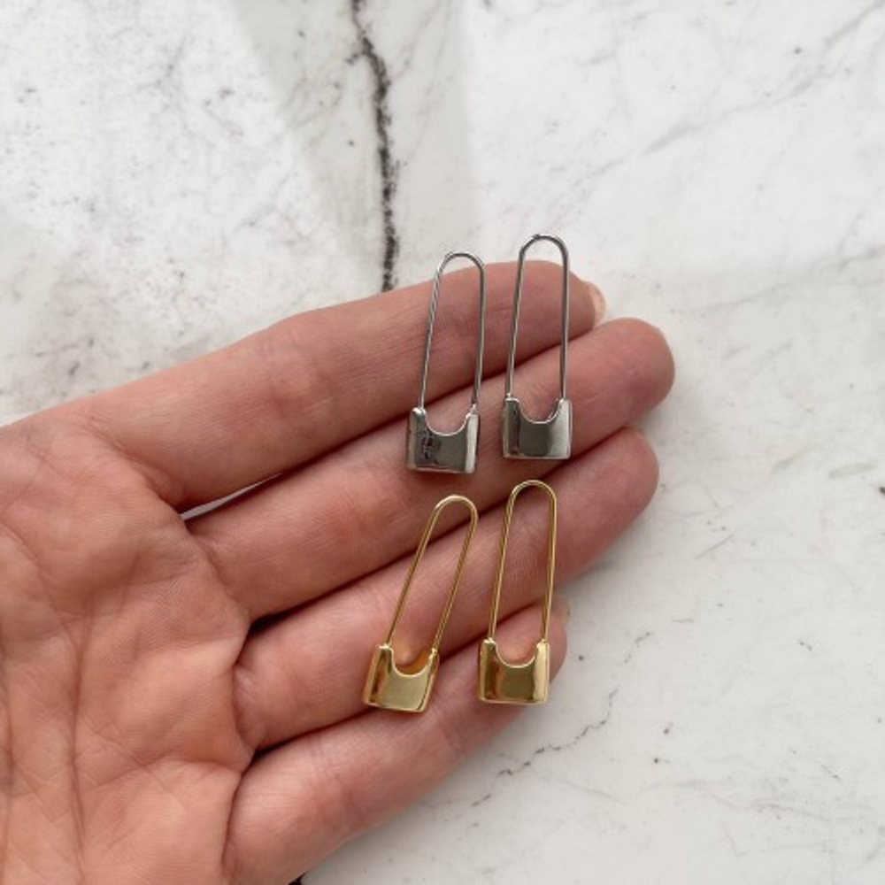 0732-р Серьги "Булавки", 13*17 мм, родий, пара