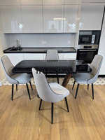 Кухонный раскладной стол "Прадо" черный мрамор и 4 стула Сорренто