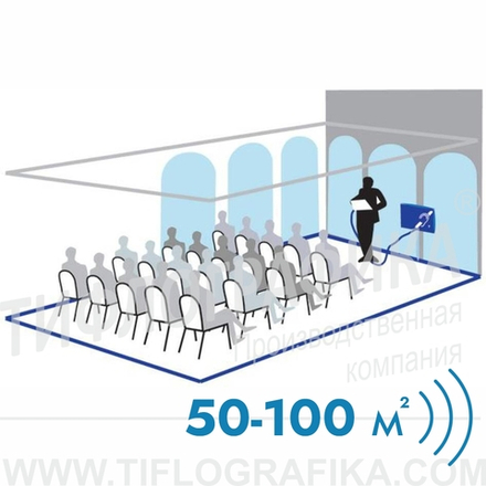 Индукционная система стационарная, площадь покрытия от 50 до 100 м.