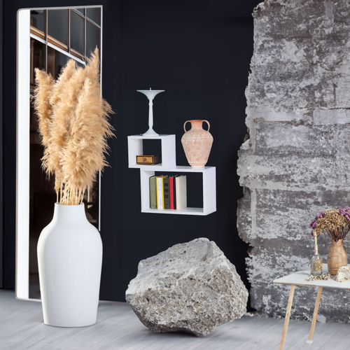 Полка навесная 2 ячейки из ЛДСП белая