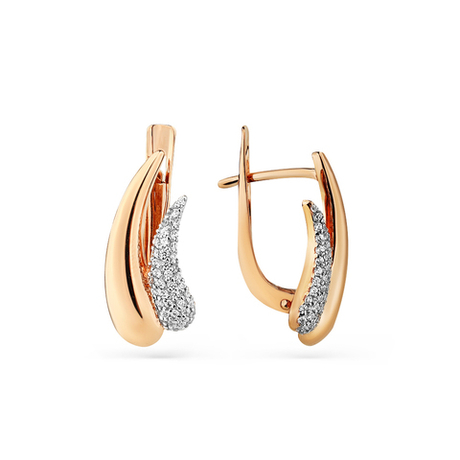 Серьги из золота 585 пробы с Фианит