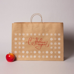 Пакеты бумажные, 47x34x16, "Снежинки С новым годом" коричневый