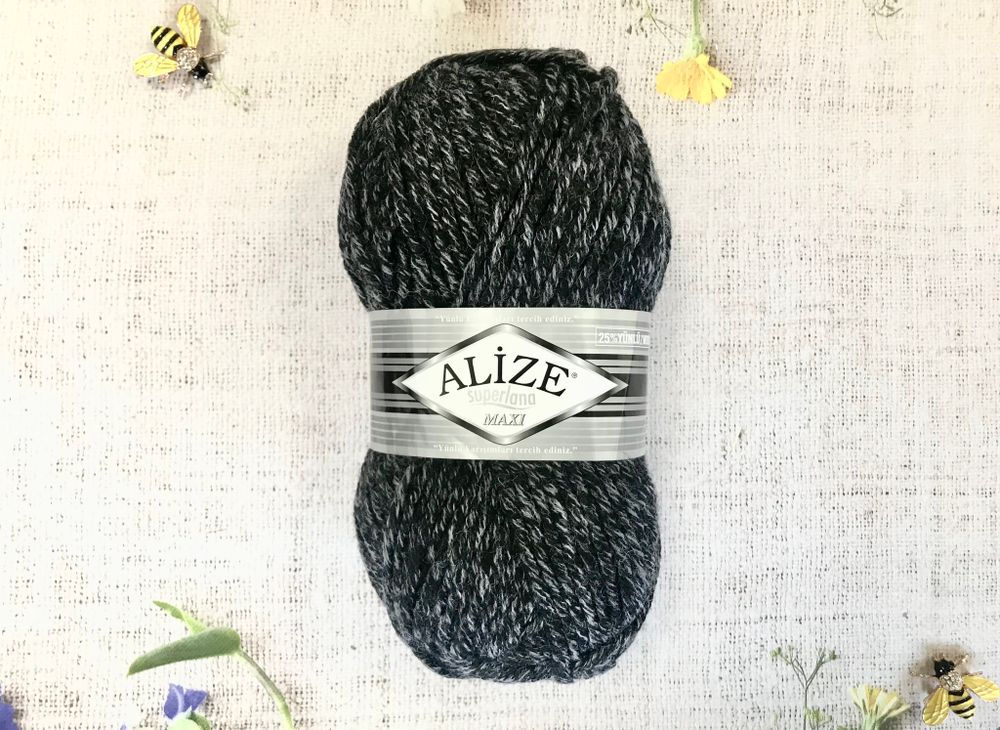 Пряжа ALIZE &quot;Superlana maxi&quot; 800 антрацитовый жаспе