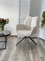 Стул М-City DISAUR Понтус (Pontus) поворотный на 360 градусов, Бежевый, ткань, Шоколадное Золото каркас