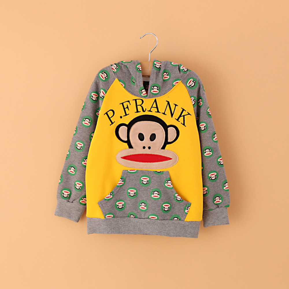 Худи с аппликацией и принтами обезьяны и карманом-кенгуру