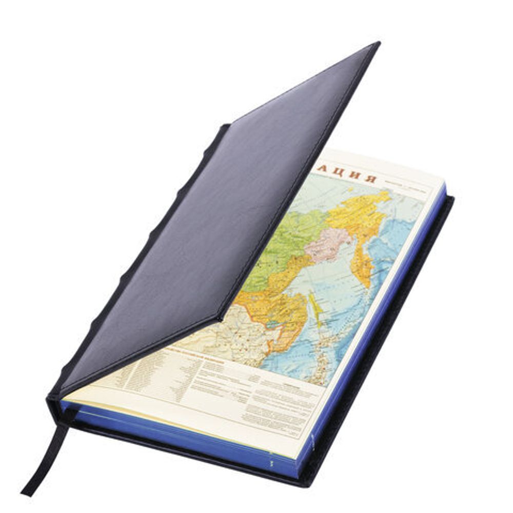 Ежедневник недатированный А5 138х213 мм BRAUBERG "FLAME", под кожу, 160 л., черный, синий срез, 113427