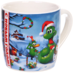 Кружка керамическая 200мл «Милый змей со снеговиком» с ложкой в подарочной коробке