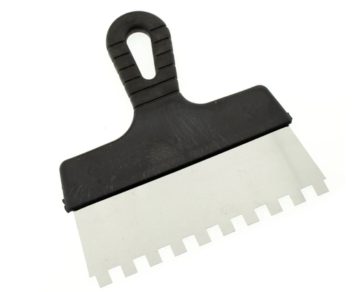 Шпатель зубчатый нержавеющий 200мм, зуб10*10мм, ЧЕГЛОК (70)