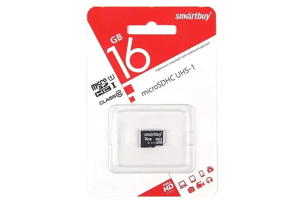 Карта памяти MicroSD 16-GB Smartbuy Class 10 без адаптера