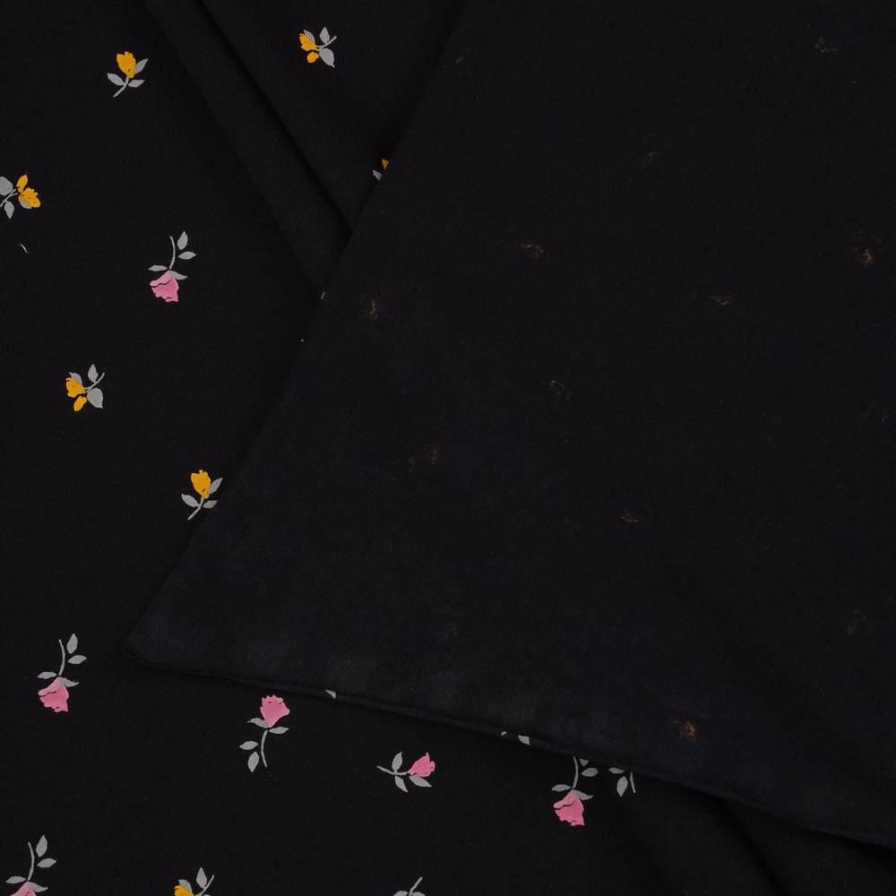 Кулирная гладь с рисунком, 100% хлопок, 149 гр/м2, чёрный/т.розовый (2367)