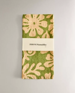 ZARA HOME X NANUSHKA ЛЬНЯНОЕ ПОЛОТЕНЦЕ С ЦВЕТОЧНЫМ РИСУНКОМ, РОЗОВЫЙ