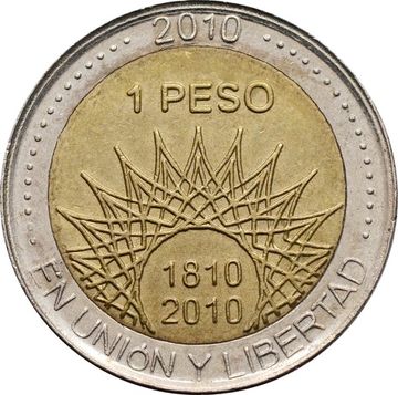 1 песо 2010 Аргентина «200 лет Аргентине: ледник Перито-Морено»