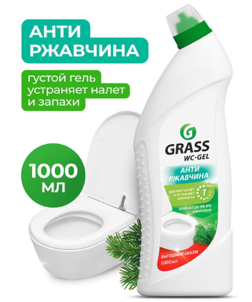 Чистящее средство АНТИРЖАВЧИНА WC-GEL для сантехники, антибактериальный, 1000 мл