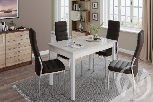 Стол обеденный Бостон-2 (металл белый/белый гранит)