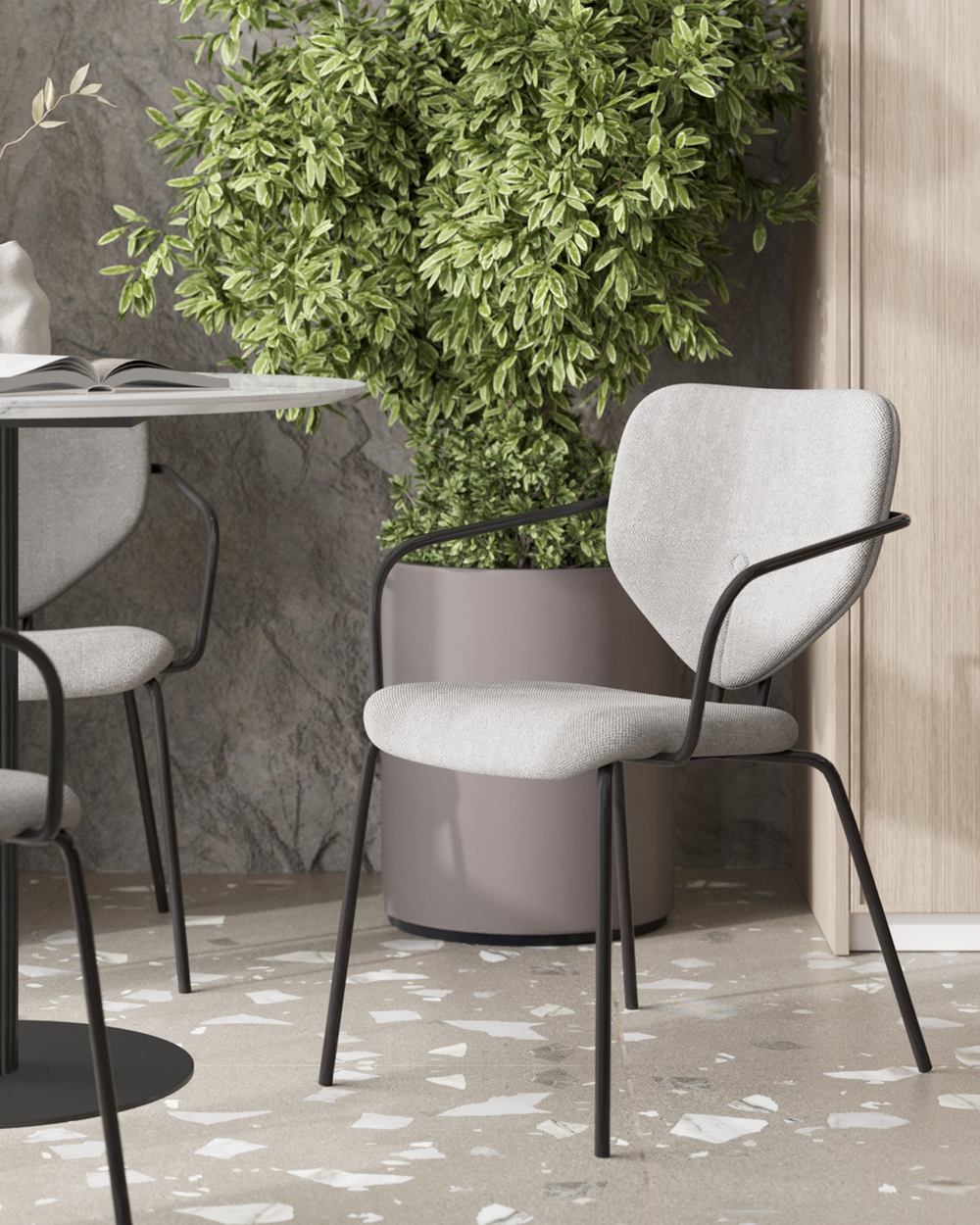 Стул обеденный Masey с подлокотниками серый