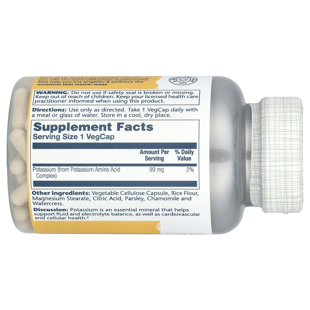 Solaray, калий, 99 мг, 200 растительных капсул VegCaps