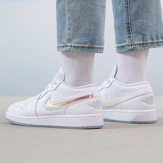 Иордания Air Jordan 1 Детские баскетбольные мячи Низкие Белые Уни-Сексы