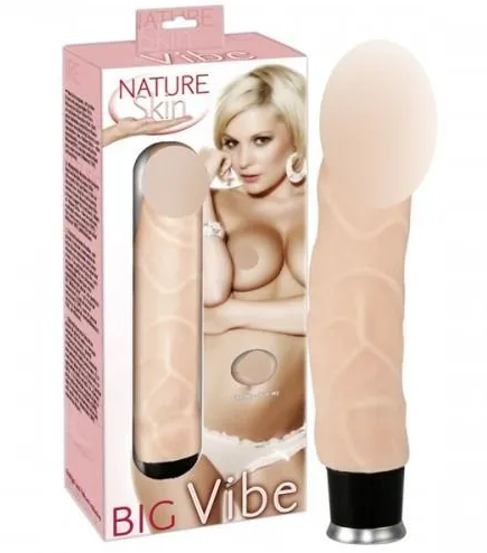 Реалистичный вибратор Nature Skin Big Vibe телесный, 23 см
