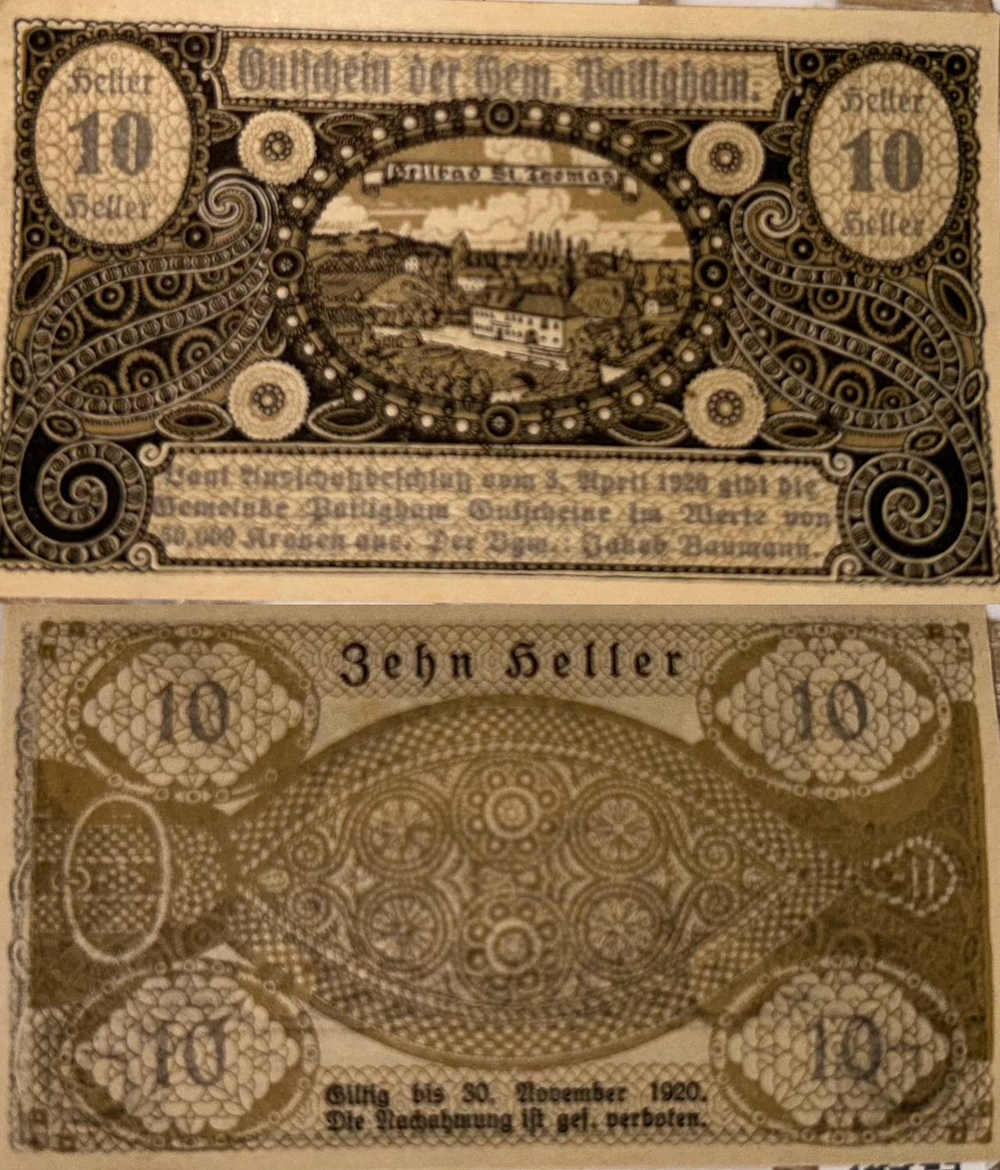 Австрия 10 геллеров 1920 Паттигхам aUNC