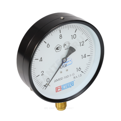 Манометр ДМ02-160 радиальный Дк160мм 0-16 кгс/см2 кл.1,5 М20х1,5 Метер